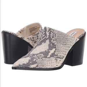 Steve Madden Savina Leather Snake Print Mules